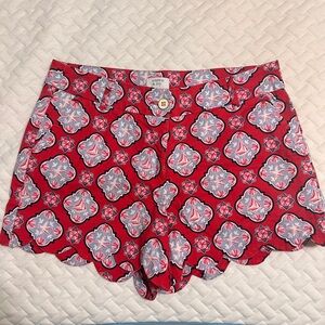 Crown & Ivy Red and Gray Patterned High Waist Shorts